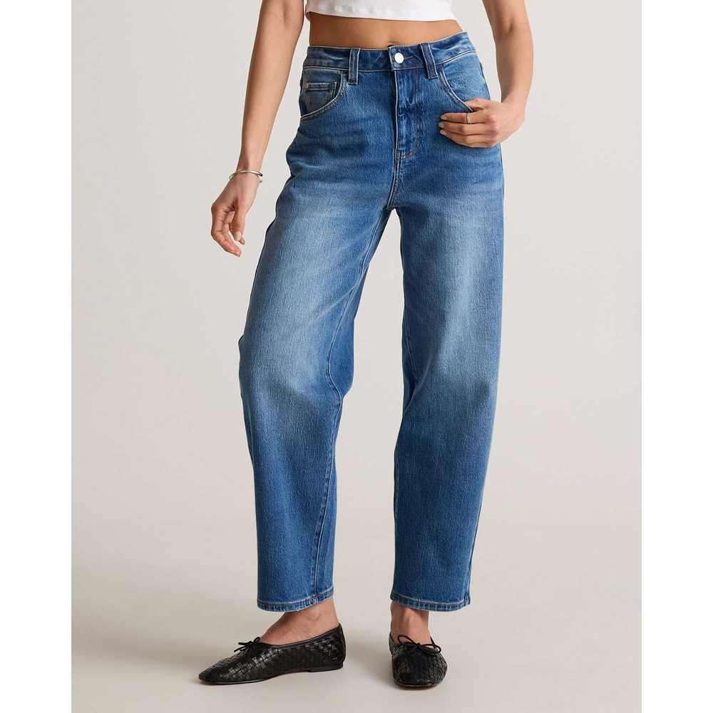 Quince Bella Stretch Barrel Jeans in Blue